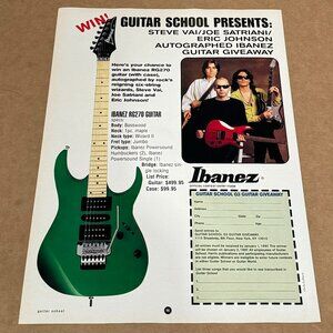 Satriani / Vai /Johnson - Ibanez Guitars - Guitar Giveaway Promo - 1996 Print Ad